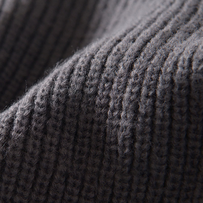 Buddha Stones Winter Solid Color Zipper Knit Cardigan Men's Long Sleeve Cotton Jacket With Pockets - image 8