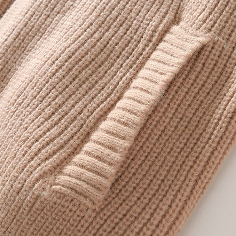 Buddha Stones Winter Solid Color Zipper Knit Cardigan Men's Long Sleeve Cotton Jacket With Pockets - image 16