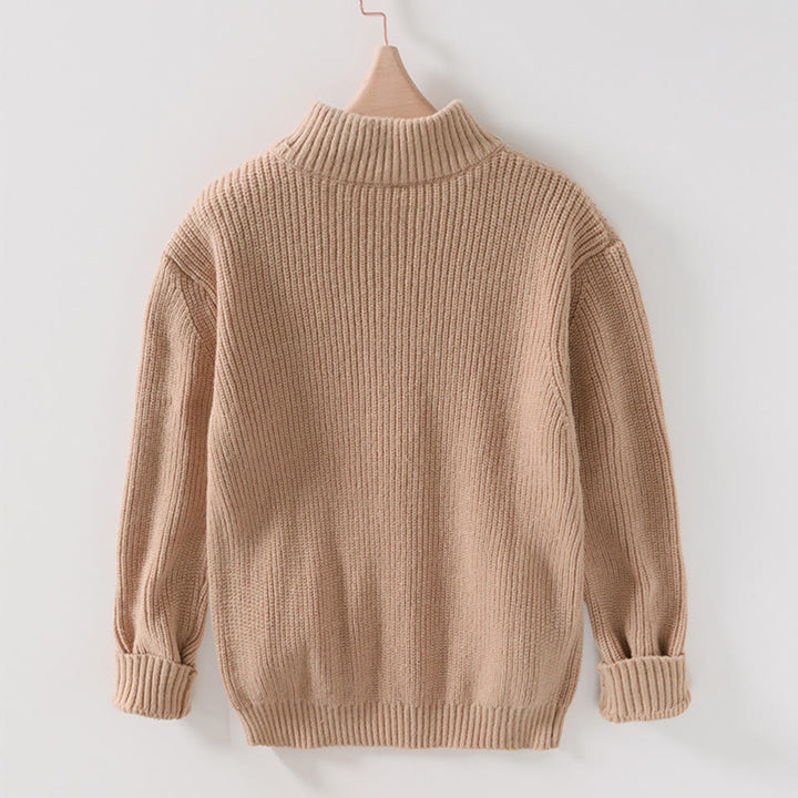 Buddha Stones Winter Solid Color Zipper Knit Cardigan Men's Long Sleeve Cotton Jacket With Pockets - image 13