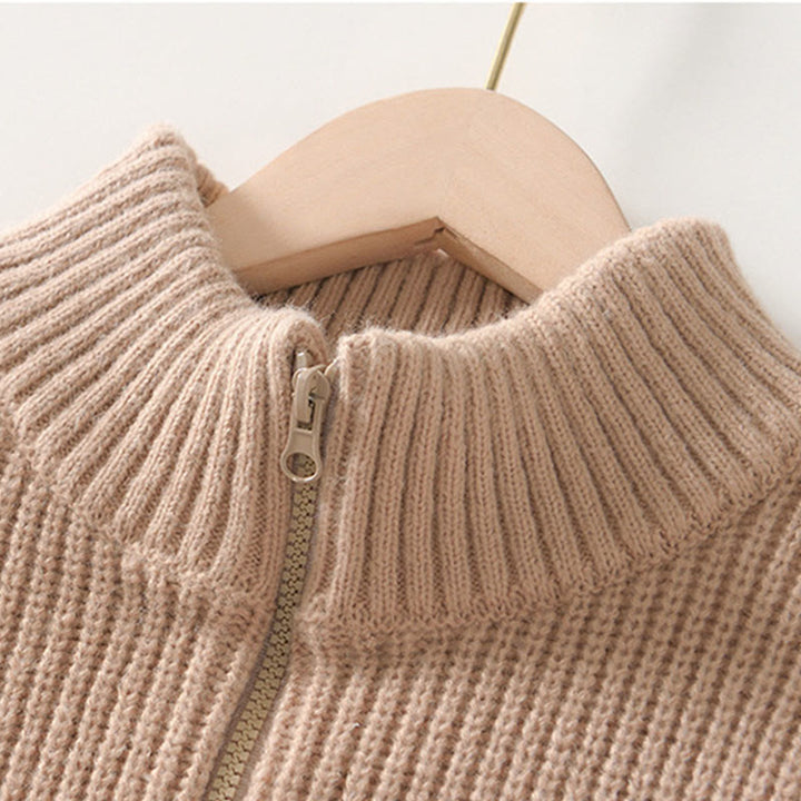 Buddha Stones Winter Solid Color Zipper Knit Cardigan Men's Long Sleeve Cotton Jacket With Pockets - image 14