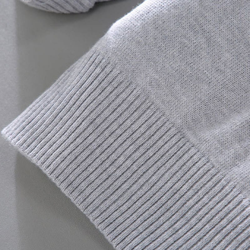 Buddha Stones Ribbed Solid Color Hem Design Men's Mock Neck Long Sleeve Pure Cotton Sweater - image 11