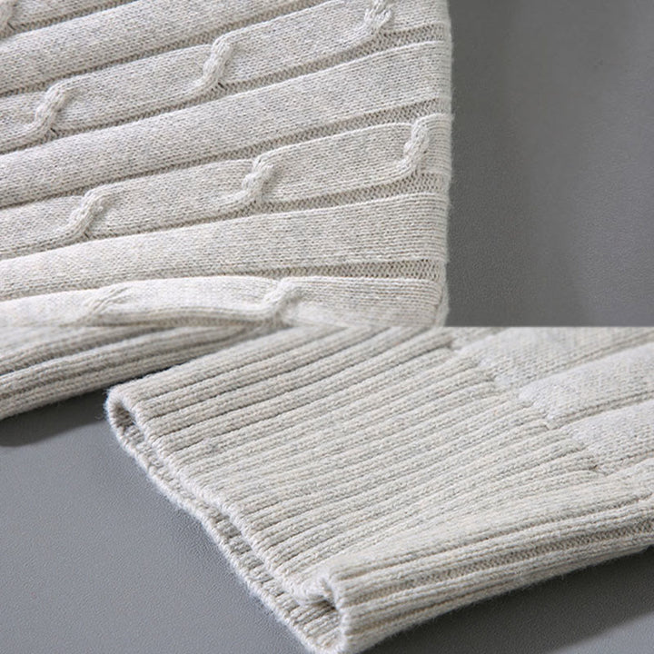 Buddha Stones Cable Knit Design Men's Crew Neck Long Sleeve Pure Cotton Sweater - image 9