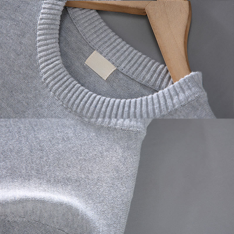 Buddha Stones Ribbed Design Pure Cotton Thermal Men's Crew Neck Long Sleeve Sweater - image 7