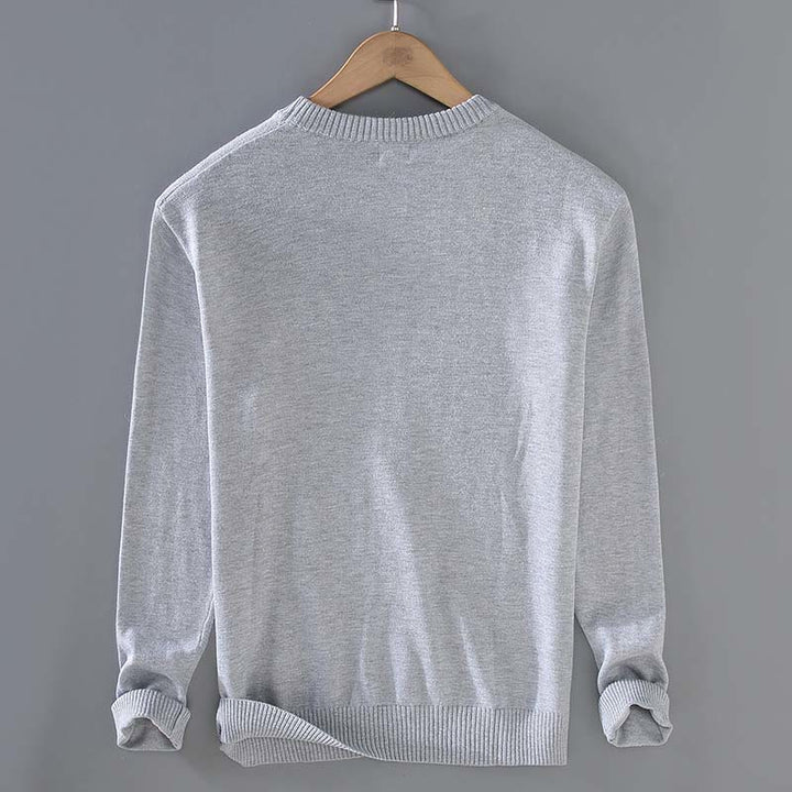 Buddha Stones Ribbed Design Pure Cotton Thermal Men's Crew Neck Long Sleeve Sweater - image 4