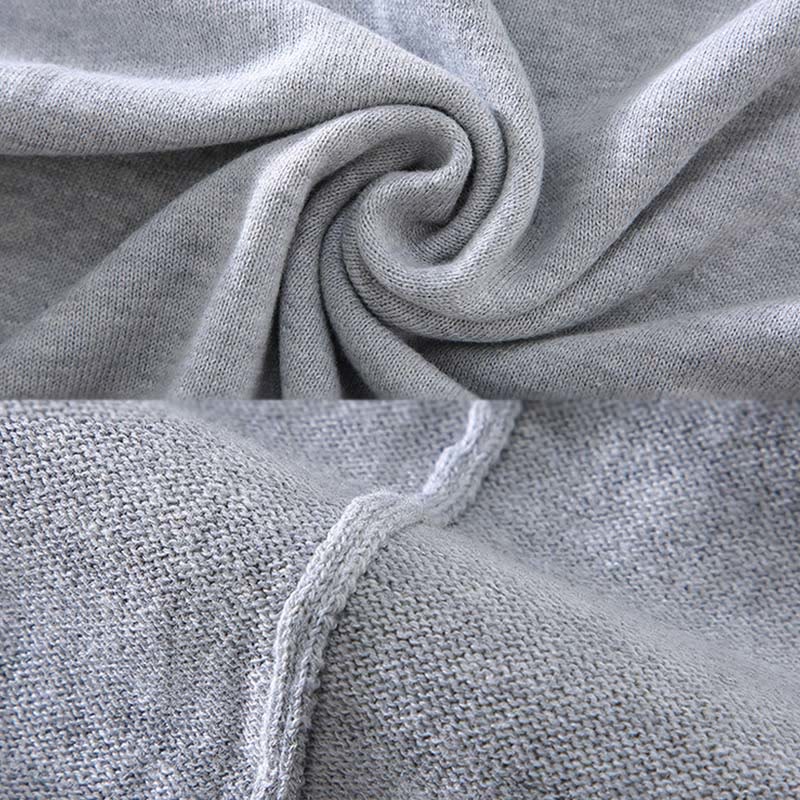 Buddha Stones Solid Color V-Neck Cotton Simple Design Men's Long Sleeve Sweater - image 5