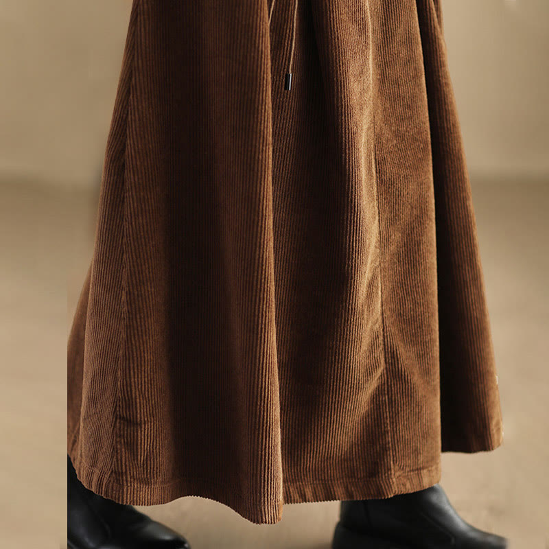 Buddha Stones Women's Plain Corduroy 7-8 Length Skirt With Pockets - image 10