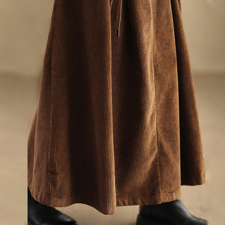 Buddha Stones Women's Plain Corduroy 7-8 Length Skirt With Pockets - image 10