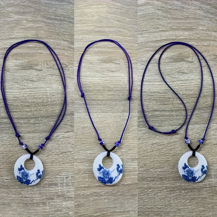 Buddha Stones Ethnic Peony Peach Blossoms Lotus Symbol Ceramics Necklace Enlightenment Pendant - image 15