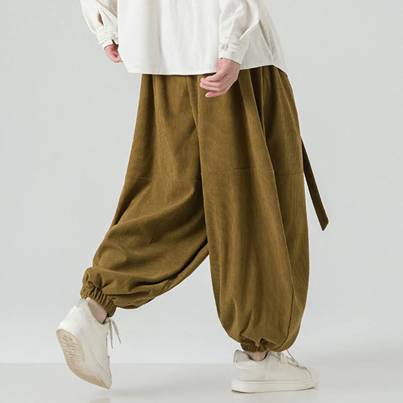 Buddha Stones Winter Solid Color Men's Harem Pure Cotton Corduroy Pants With Pockets - image 21