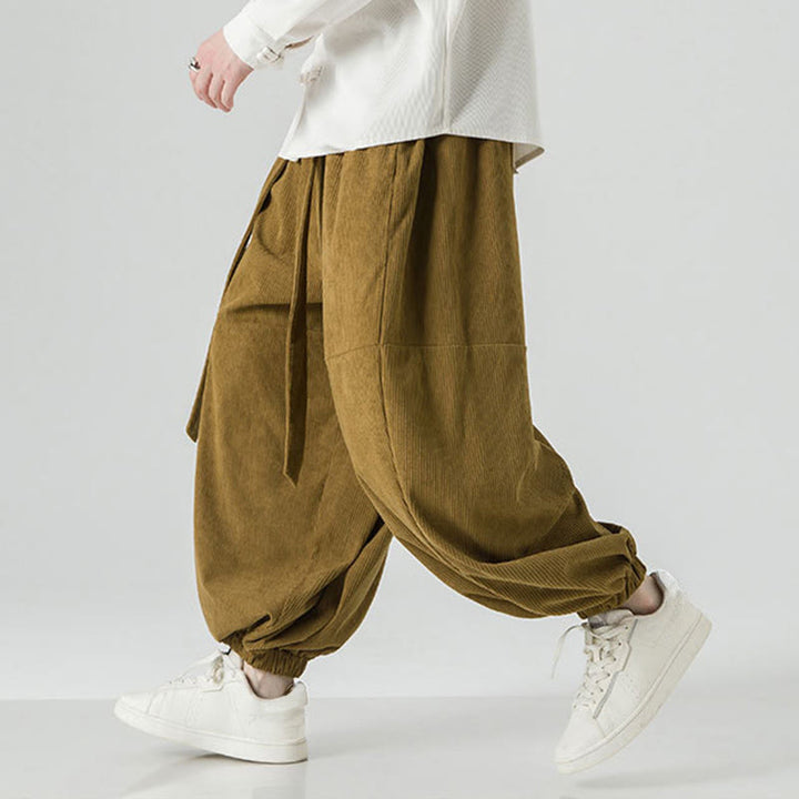Buddha Stones Winter Solid Color Men's Harem Pure Cotton Corduroy Pants With Pockets - image 20
