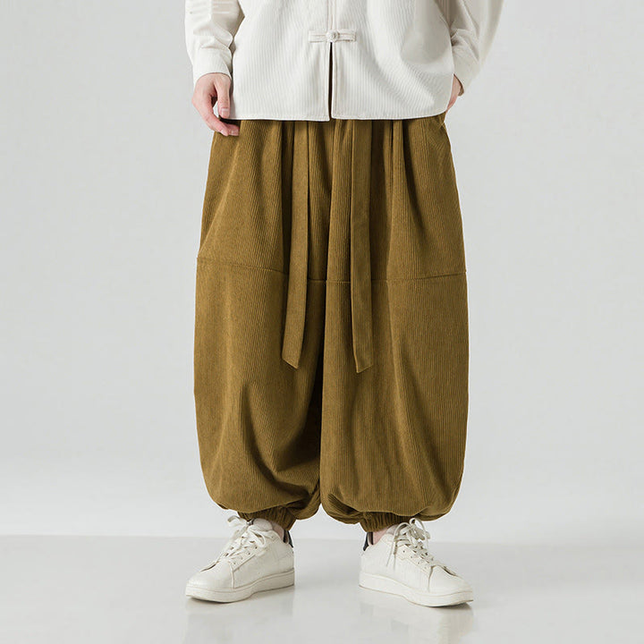 Buddha Stones Winter Solid Color Men's Harem Pure Cotton Corduroy Pants With Pockets - DarkGoldenrod - US/UK/AU48，EU58(5XL) - image 17