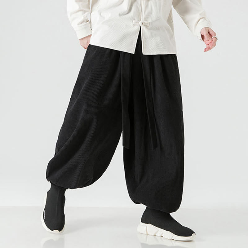 Buddha Stones Winter Solid Color Men's Harem Pure Cotton Corduroy Pants With Pockets - image 11