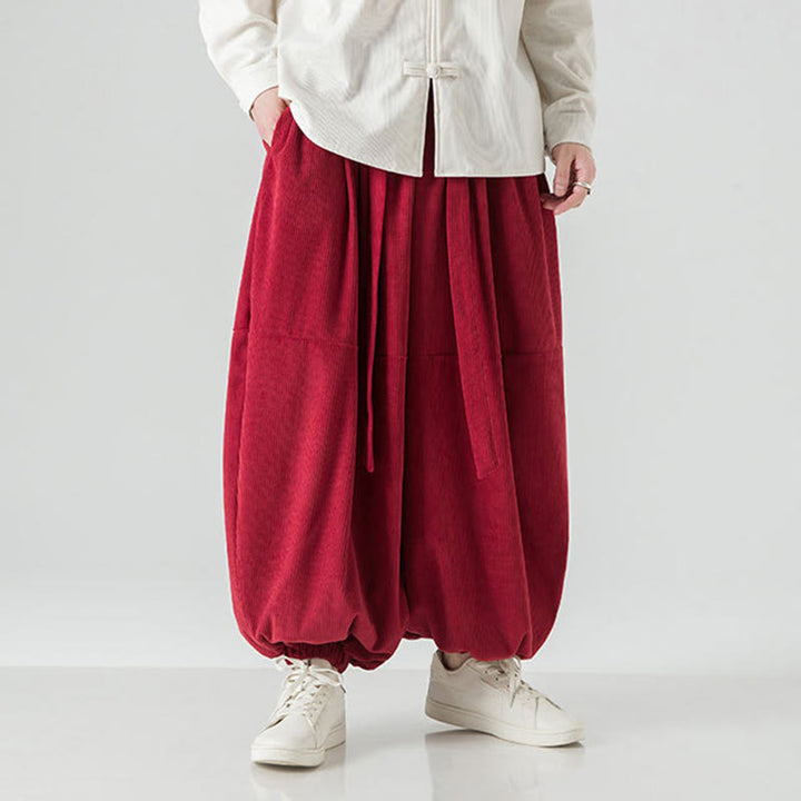 Buddha Stones Winter Solid Color Men's Harem Pure Cotton Corduroy Pants With Pockets - image 31