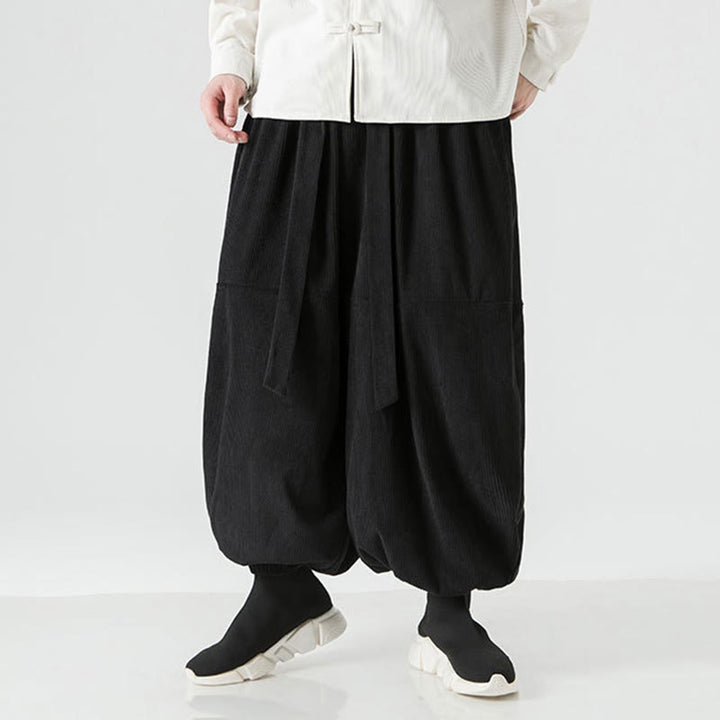 Buddha Stones Winter Solid Color Men's Harem Pure Cotton Corduroy Pants With Pockets - image 13