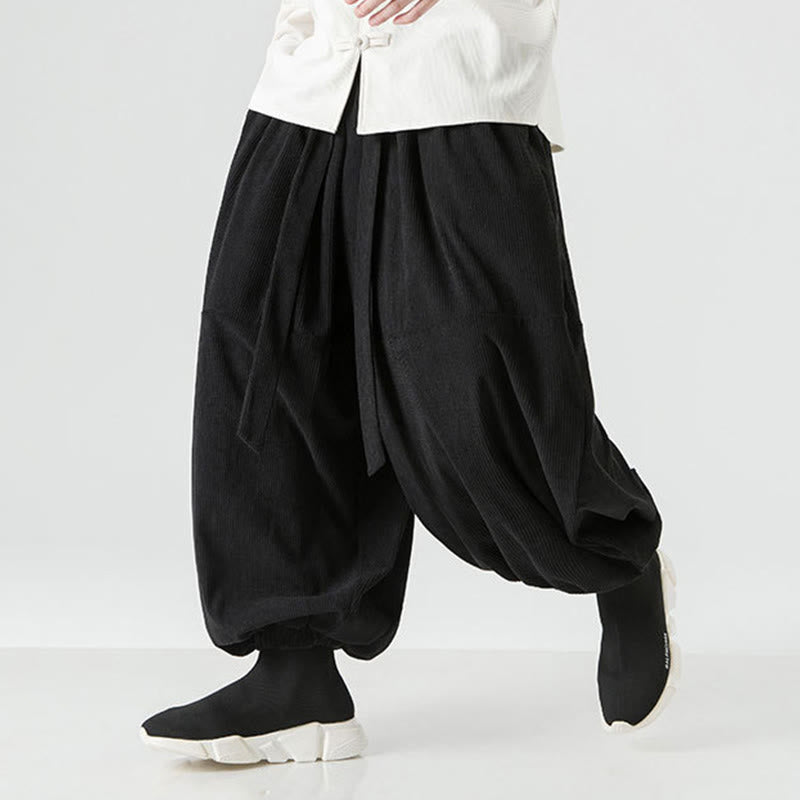 Buddha Stones Winter Solid Color Men's Harem Pure Cotton Corduroy Pants With Pockets - image 16