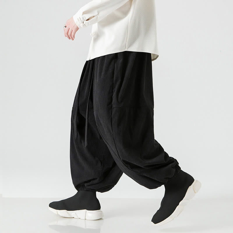 Buddha Stones Winter Solid Color Men's Harem Pure Cotton Corduroy Pants With Pockets - image 15