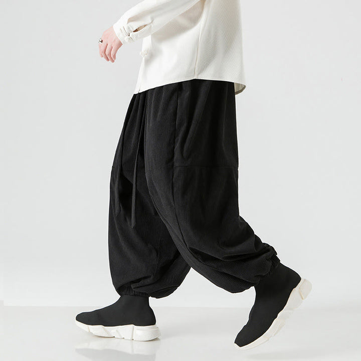 Buddha Stones Winter Solid Color Men's Harem Pure Cotton Corduroy Pants With Pockets - image 15