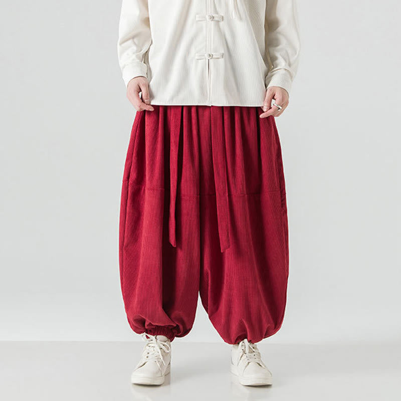 Buddha Stones Winter Solid Color Men's Harem Pure Cotton Corduroy Pants With Pockets - image 30