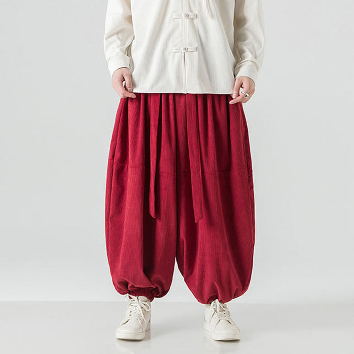 Buddha Stones Winter Solid Color Men's Harem Pure Cotton Corduroy Pants With Pockets - image 30