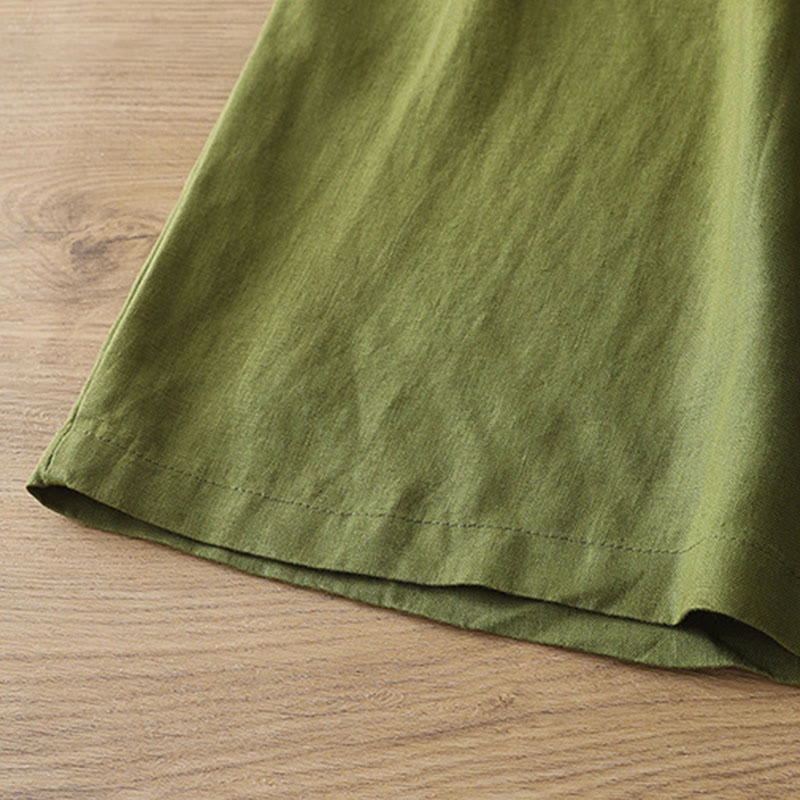 Buddha Stones Solid Color Cotton Women's Button Wide Leg Pants With Pockets - image 22