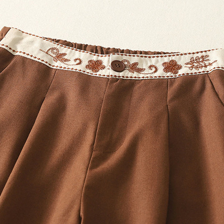 Buddha Stones Embroidery Pattern Polyester Women's Wide Leg Pants With Pockets - image 21