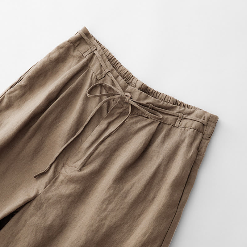 Buddha Stones Casual Solid Color Rope Women's Cotton Pants With Pockets - image 1