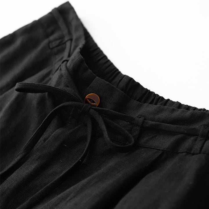 Buddha Stones Casual Solid Color Rope Women's Cotton Pants With Pockets - image 10