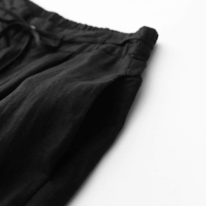 Buddha Stones Casual Solid Color Rope Women's Cotton Pants With Pockets - image 11