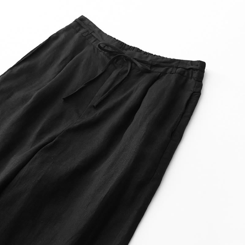 Buddha Stones Casual Solid Color Rope Women's Cotton Pants With Pockets - image 9