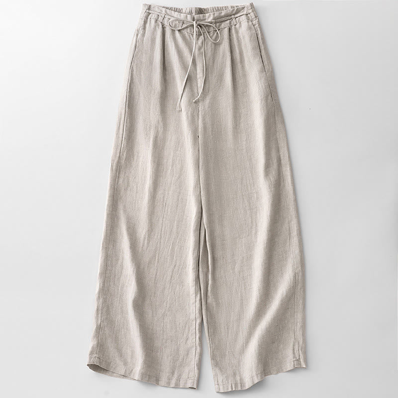 Buddha Stones Casual Solid Color Rope Women's Cotton Pants With Pockets - WhiteSmoke - US8-10，UK/AU12-14，EU40-42 (2XL) - image 14