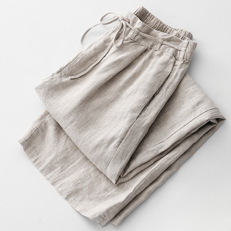 Buddha Stones Casual Solid Color Rope Women's Cotton Pants With Pockets - image 16