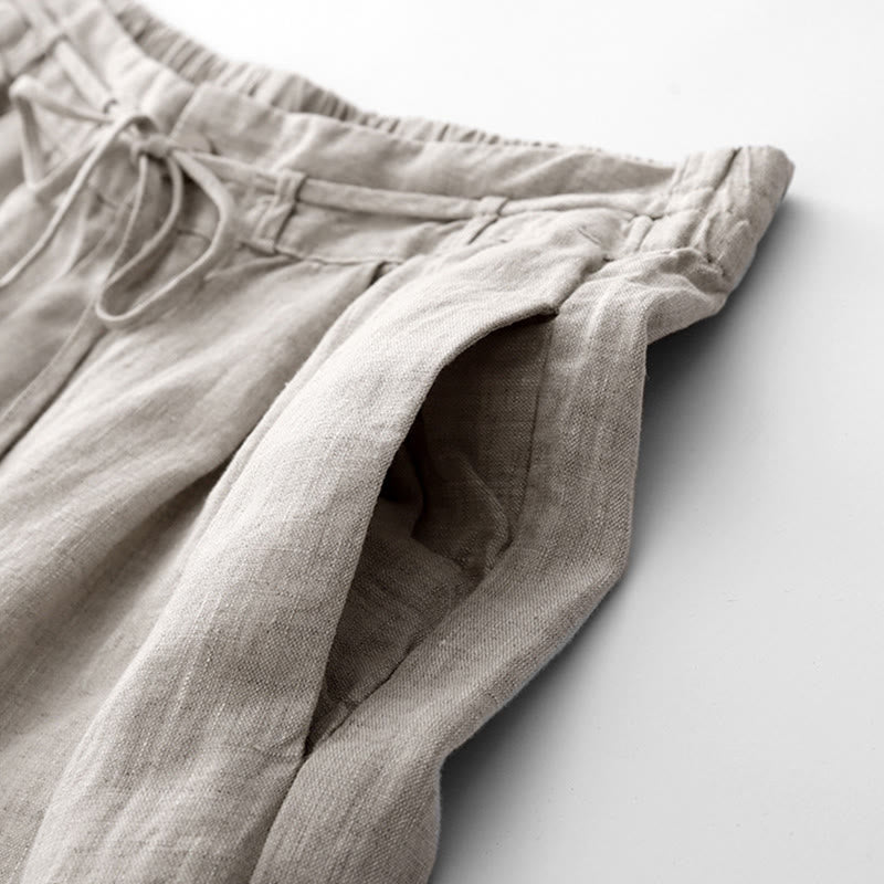 Buddha Stones Casual Solid Color Rope Women's Cotton Pants With Pockets - image 18