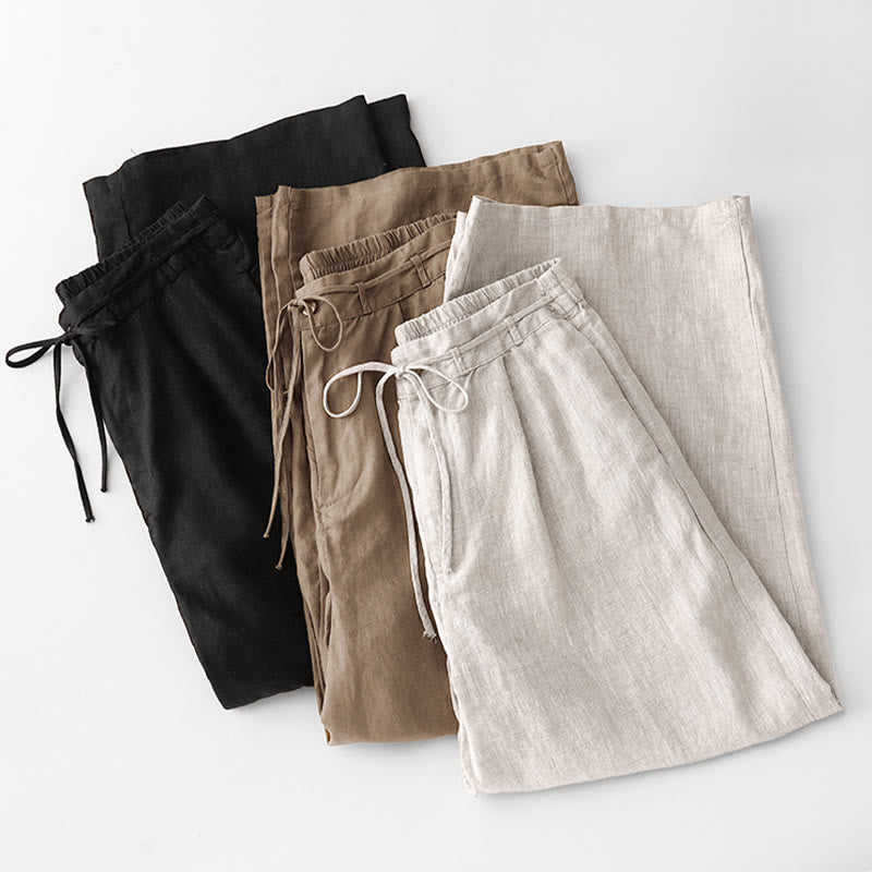 Buddha Stones Casual Solid Color Rope Women's Cotton Pants With Pockets - image 28