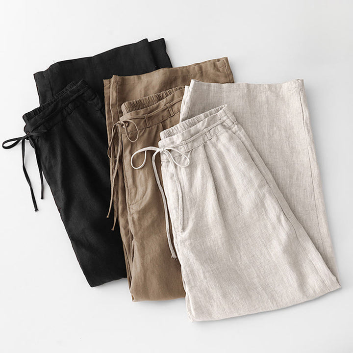 Buddha Stones Casual Solid Color Rope Women's Cotton Pants With Pockets - image 28