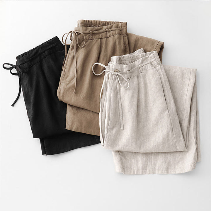 Buddha Stones Casual Solid Color Rope Women's Cotton Pants With Pockets - image 27