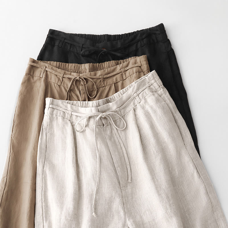 Buddha Stones Casual Solid Color Rope Women's Cotton Pants With Pockets - image 26