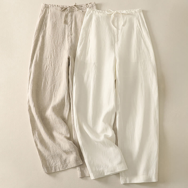 Buddha Stones Casual Plain Rope Women's Cotton Pants With Pockets - image 13