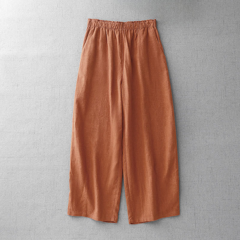 Buddha Stones Casual Plain Rope Women's Cotton 7-8 Length Pants With Pockets - Coral - US8-10，UK/AU12-14，EU40-42 (2XL) - image 9