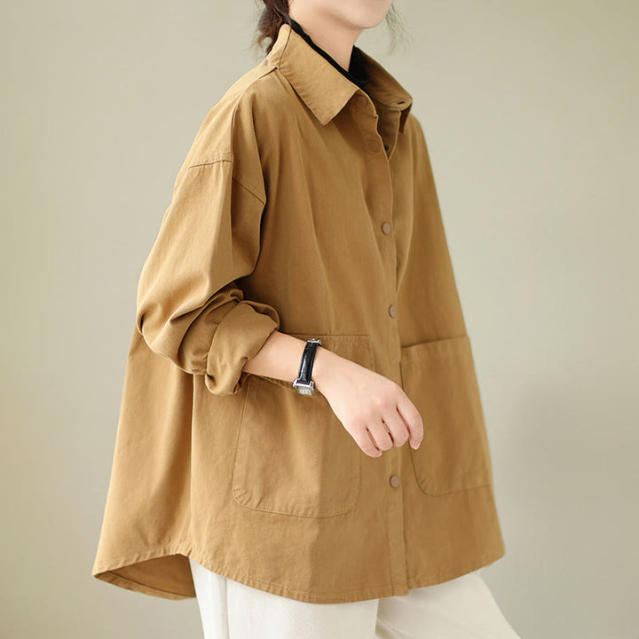 Buddha Stones Women's Long Sleeve Button Cotton Jacket With Pockets - image 8