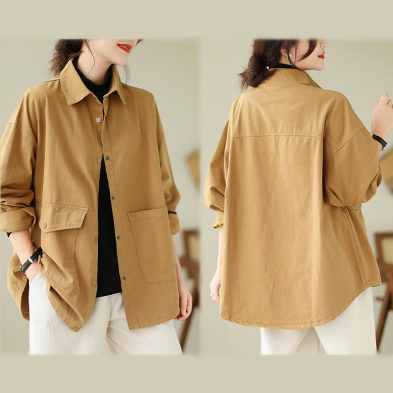 Buddha Stones Women's Long Sleeve Button Cotton Jacket With Pockets - image 9