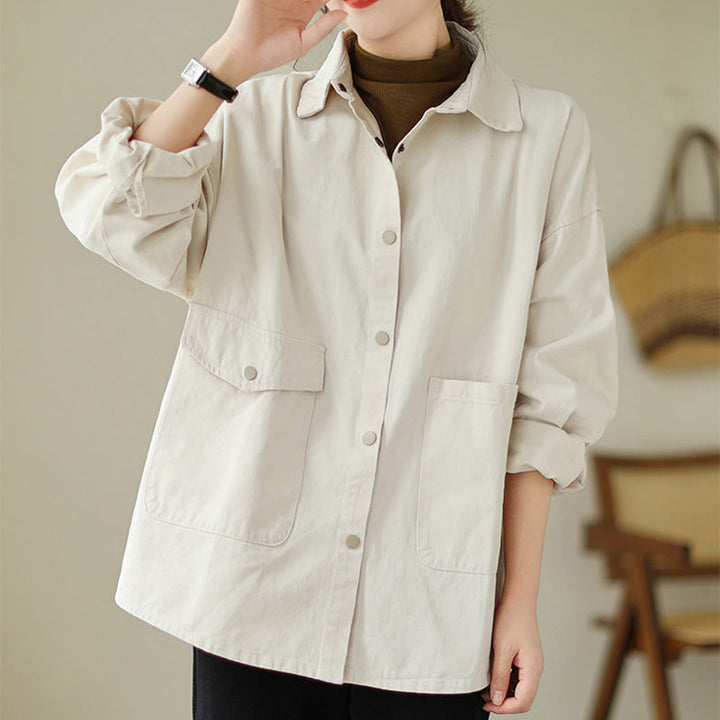 Buddha Stones Women's Long Sleeve Button Cotton Jacket With Pockets - image 16