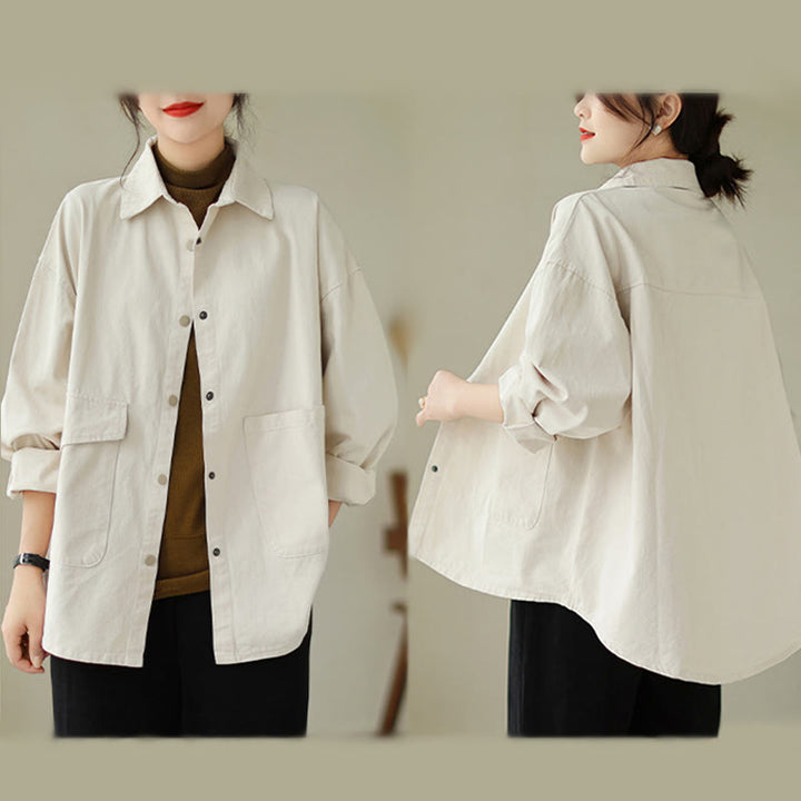 Buddha Stones Women's Long Sleeve Button Cotton Jacket With Pockets - image 18