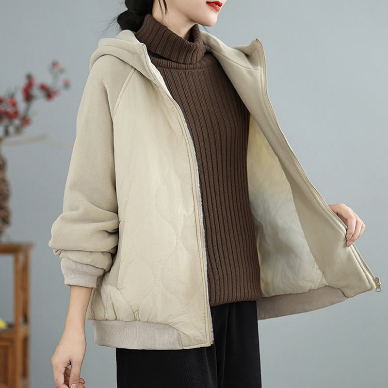 Buddha Stones Women's Long Sleevethickened Warm Hood Cotton Jacket With Pockets - image 1