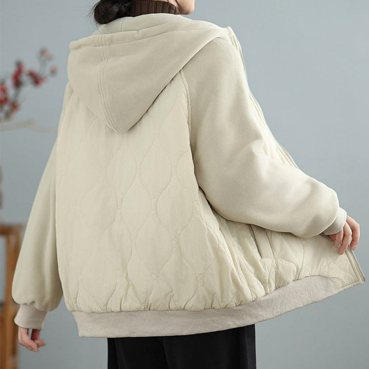 Buddha Stones Women's Long Sleevethickened Warm Hood Cotton Jacket With Pockets - image 7
