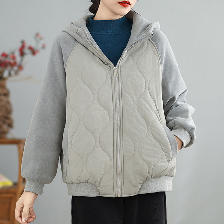 Buddha Stones Women's Long Sleevethickened Warm Hood Cotton Jacket With Pockets - image 11