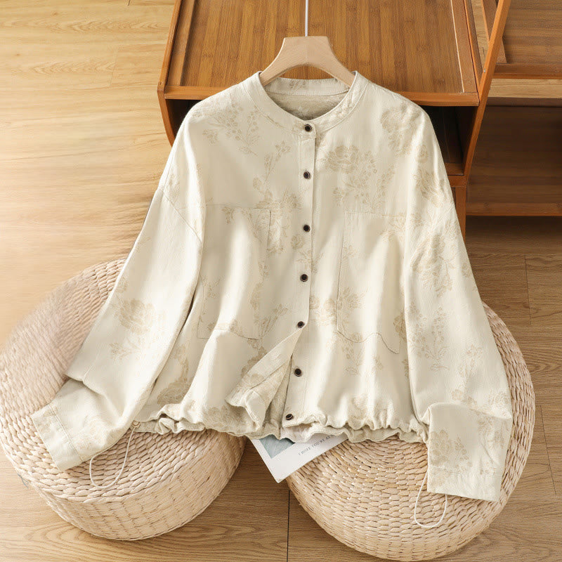 Buddha Stones Casual Printed Pattern Women's Long Sleeve Polyester Shirt - PapayaWhip - US14，UK/AU18，EU46 (2XL) - image 10