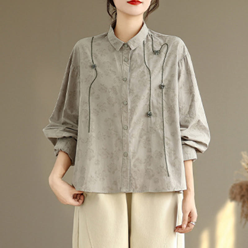 Buddha Stones Casual Embroidered Florals Women's Long Sleeve Polyester Shirt - image 1