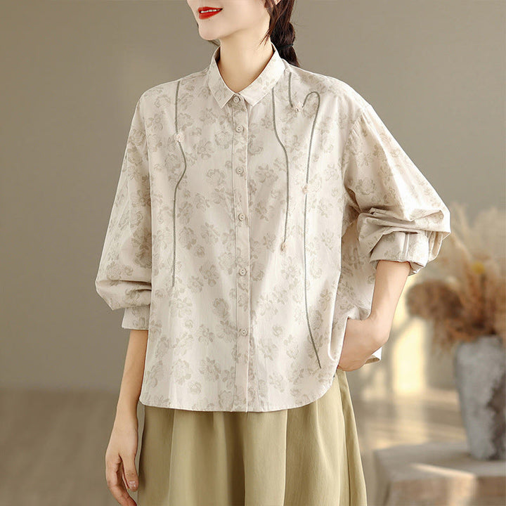 Buddha Stones Casual Embroidered Florals Women's Long Sleeve Polyester Shirt - image 16