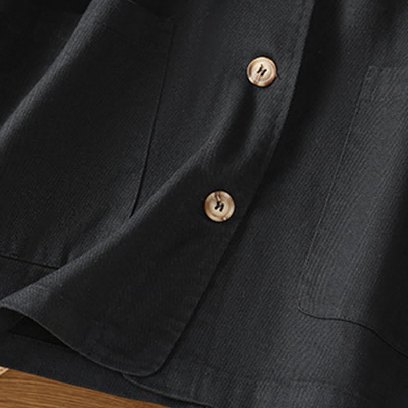 Buddha Stones Casual Women's Long Sleeve Stand Collar Cotton Polyester Shirt With Pockets - image 13