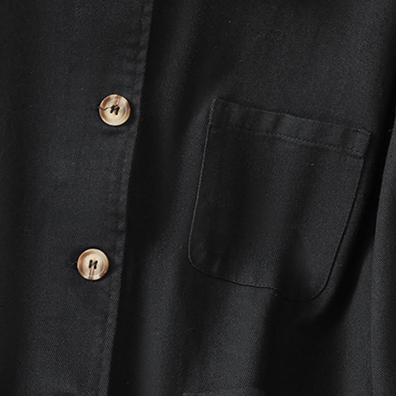 Buddha Stones Casual Women's Long Sleeve Stand Collar Cotton Polyester Shirt With Pockets - image 15